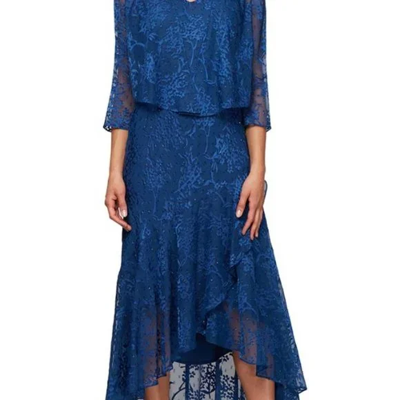 Alex Evenings | Dresses | Alex Evenings Burnout Lace Tulip Highlow Ruffle Hem Lace Jacket Size | Poshmark Alex Evenings | Dresses | Alex Evenings Burnout Lace Tulip Highlow Ruffle Hem Lace Jacket Size | Poshmark